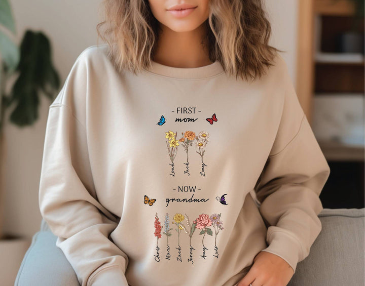 Kvinders sweatshirt med blomsterprint og inspirerende tekst Stilla