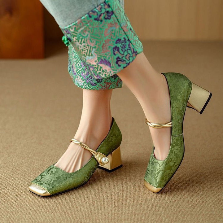 Dame elegante Mary Jane Pumps med buet remdesign og blokerende hæl Stilla