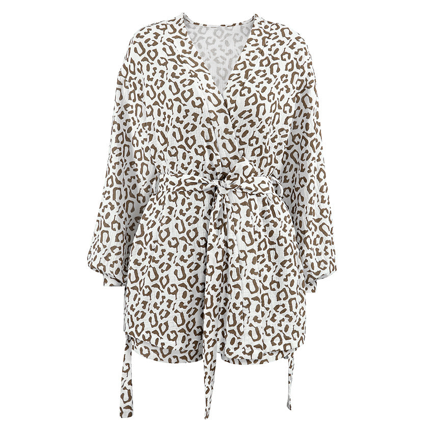 Dame casual Kimono-nattøj i leopardmønster Stilla