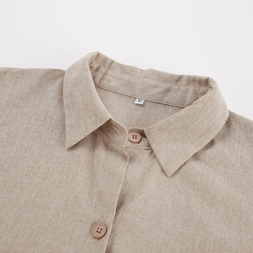 Dame Casual Twill-buksesæt med cropped skjorte og løs pasform Stilla