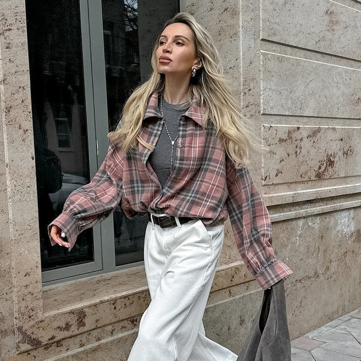 Dame Ternede Overshirt-Bluse med afslappet snit og praktiske lommer Stilla