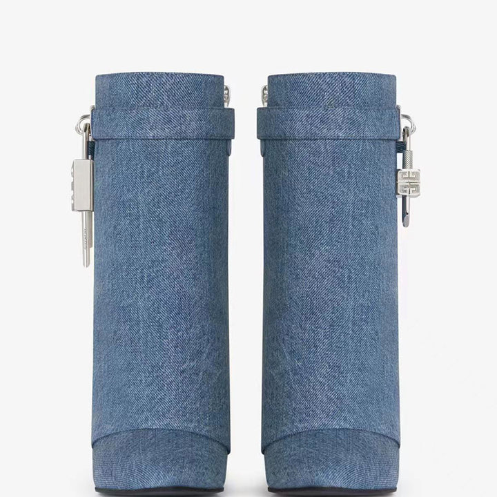 Femme Asymmetrisk Denim Wedge Støvler Stilla