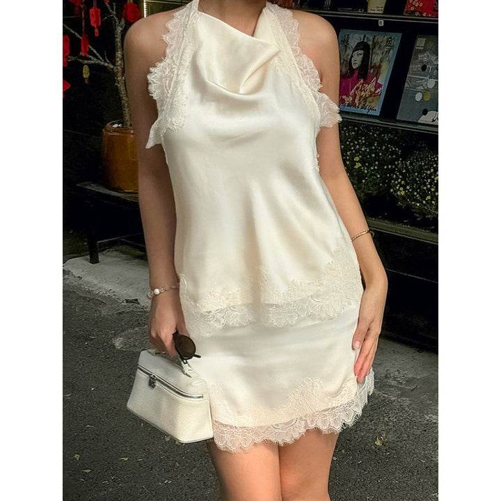 Damen Raffiniertes Abendkleid mit Spitze und fließendem Schnitt Skovae