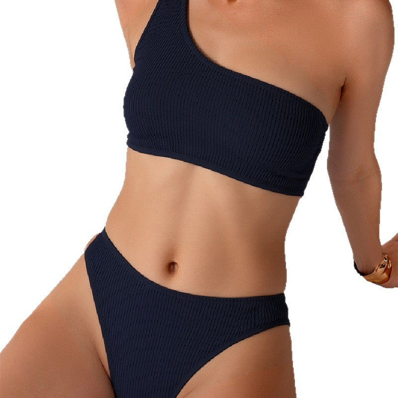 Dame En-sidet Bikini med moderne rib-design Skovae