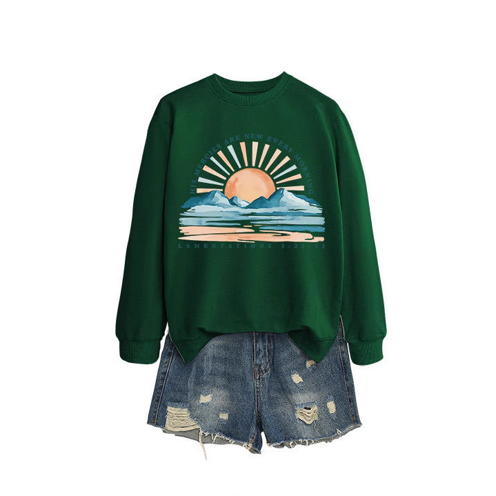 Dame sweatshirt med inspirerende solopgang design og afslappet pasform Stilla