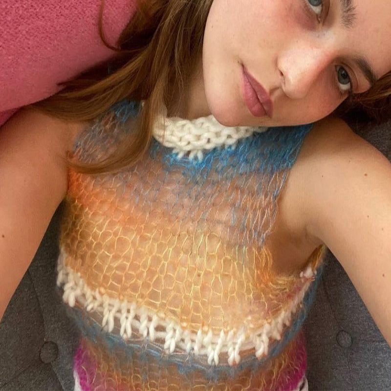 Dame moderigtigt Cropped top med raffinerede net- og ribdetaljer Skovae