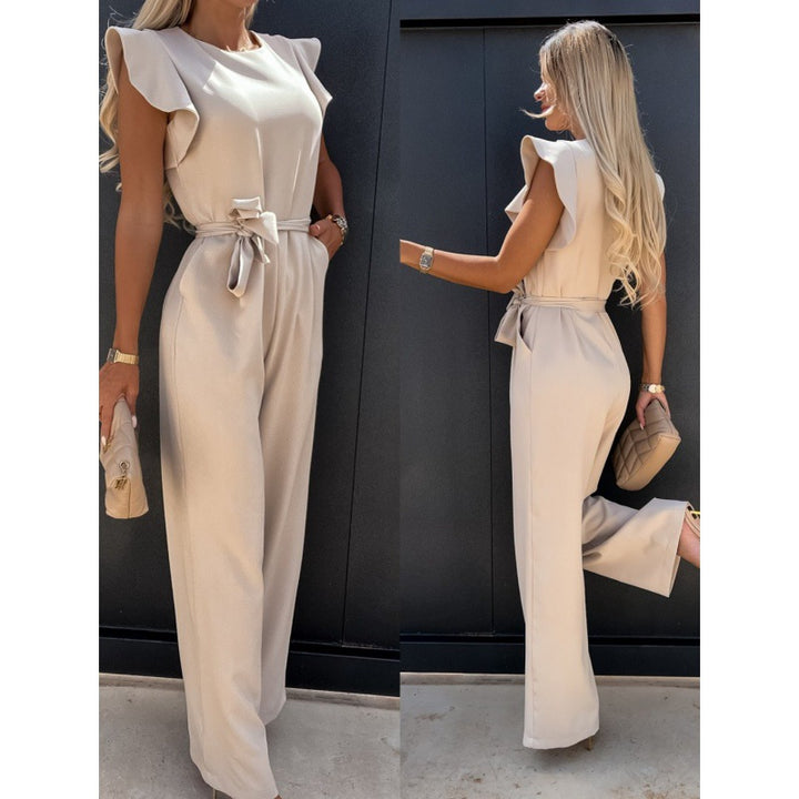 Dame elegant jumpsuit med bred ben og ruffleærmer Stilla