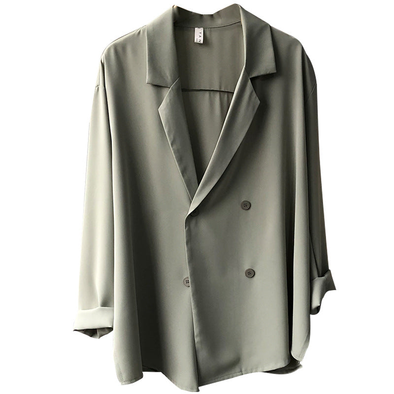 Dame elegant oversized blazer med dobbelt knaplukning og afslappet skæring Stilla