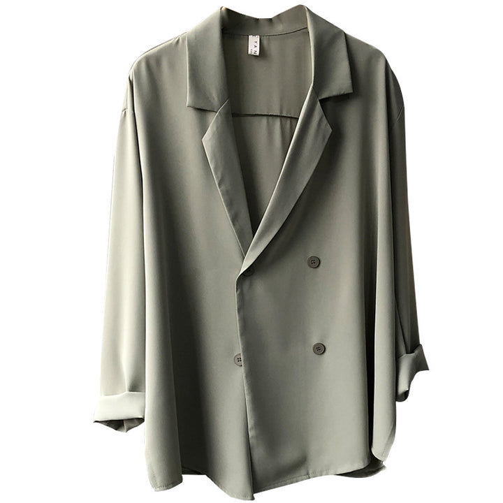 Dame elegant oversized blazer med dobbelt knaplukning og afslappet skæring Stilla