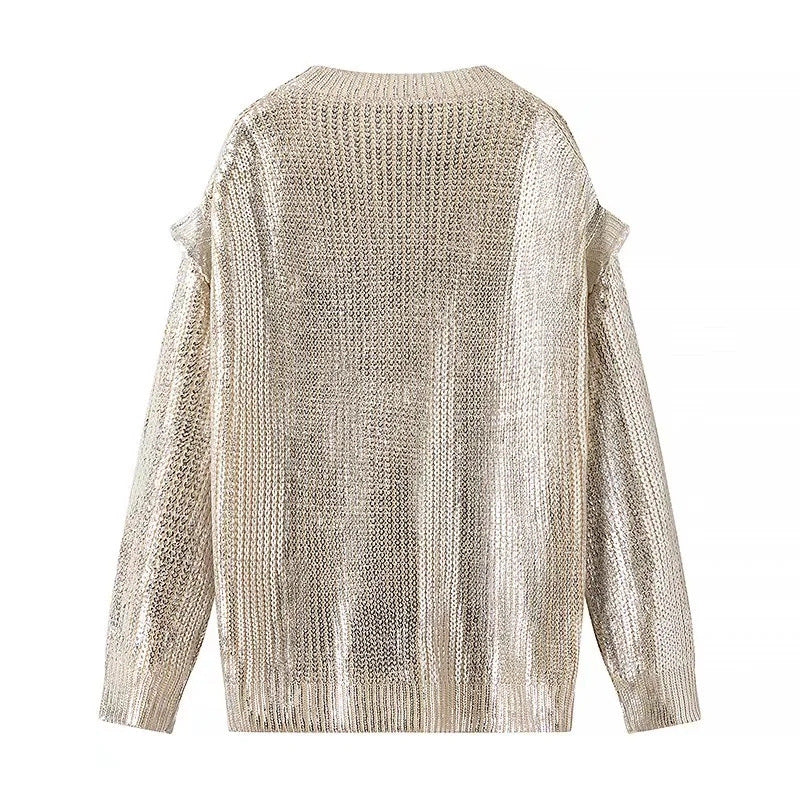 Damer Glitrende Strikket Sweater med Moderne Snit Stilla
