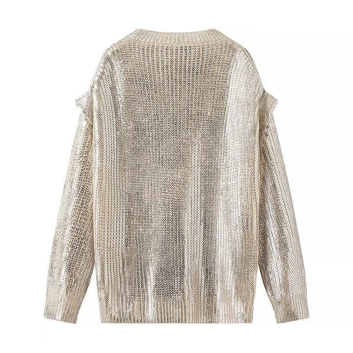 Damer Glitrende Strikket Sweater med Moderne Snit Stilla