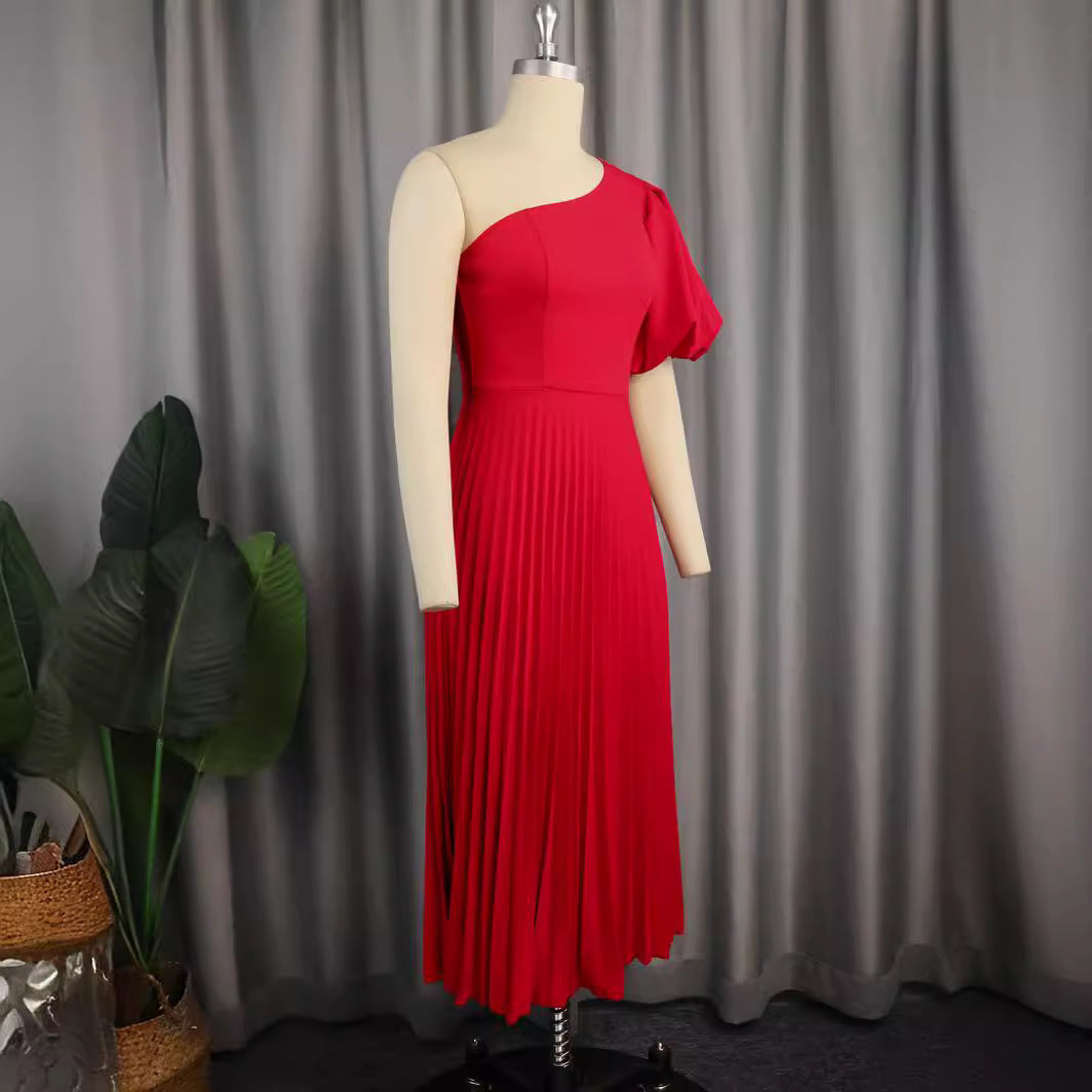 Damer Elegant asymmetrisk plisseret kjole Skovae