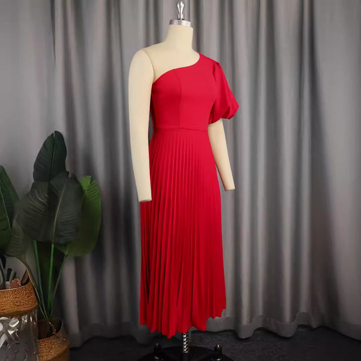 Damer Elegant asymmetrisk plisseret kjole Skovae