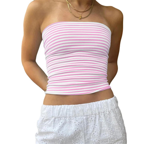 Dame bustier-top med fine striber Skovae