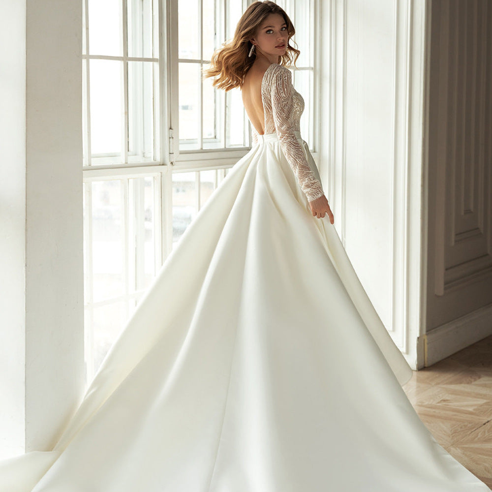 Dame Bryllupskjole med elegante blonde-applikationer og svajende nederdel Stilla