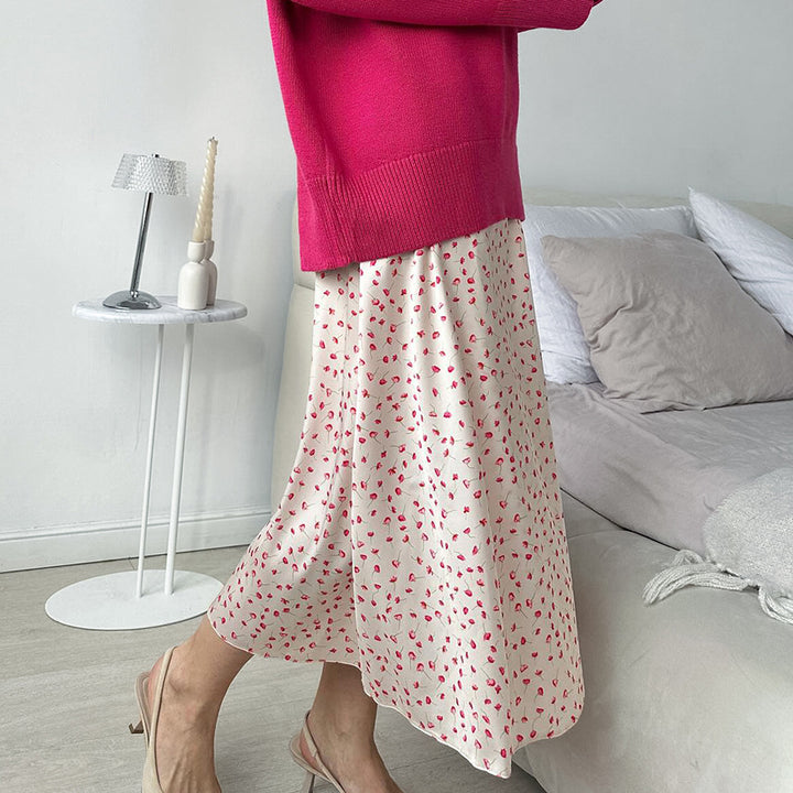 Damer Elegant Midi-Nederdel med blomsterprint og rummelig pasform Stilla