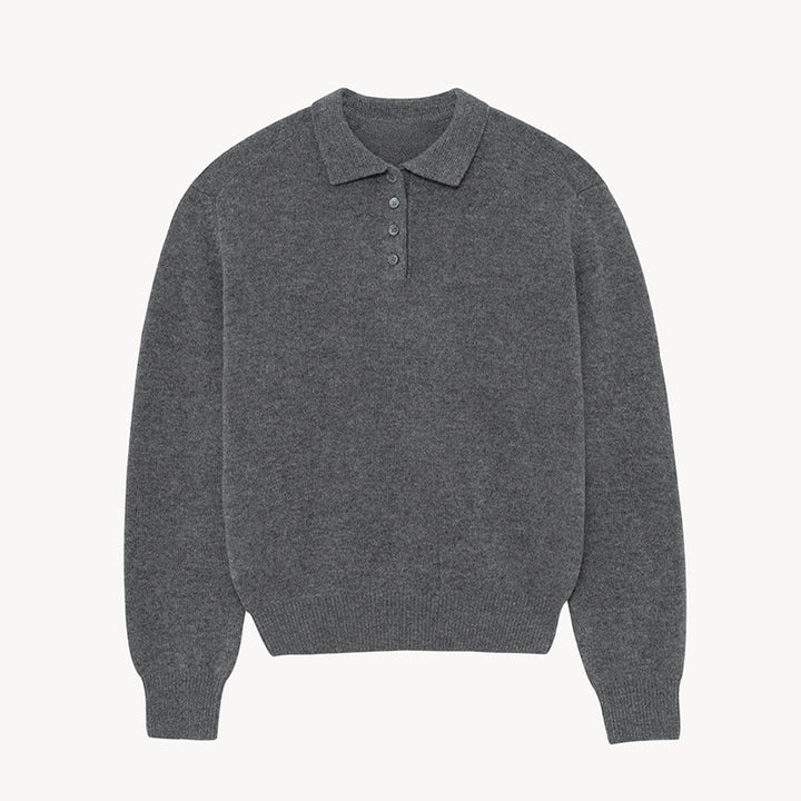 Herrer Pullover med krave og knapstolpe Stilla