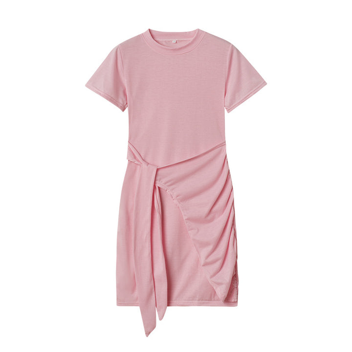 Dame Fritids Draperet T-Shirt Kjole Stilla