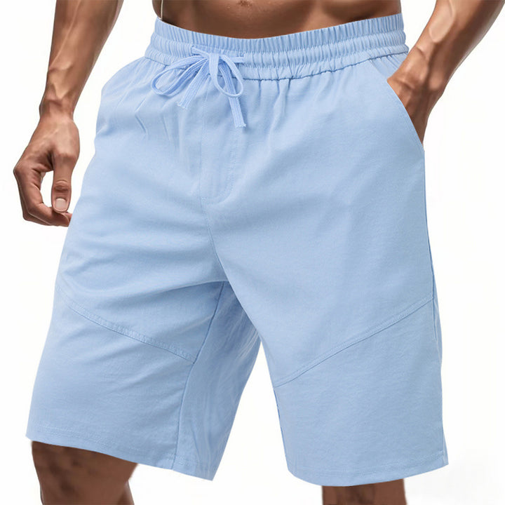 Herrer knælange linnedmix-shorts med elastisk snørelinning og sidelommer Skovae