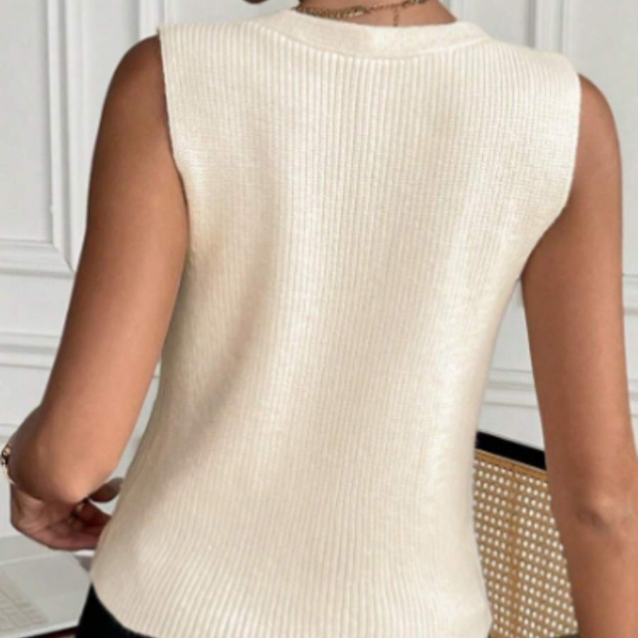 Femme tekstureret strikknap-vest Stilla