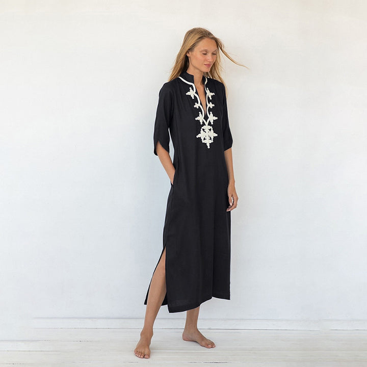 Dame Maxikjole med elegant broderi Stilla