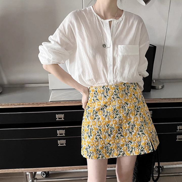 Dame Trendy XS Midi-Nederdel med blomstermønster og flydende snit Stilla