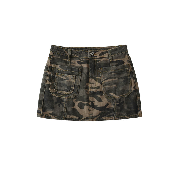 Damer moderigtige cargo-miniskørter med praktiske lommer og trendy camouflage-mønster Stilla