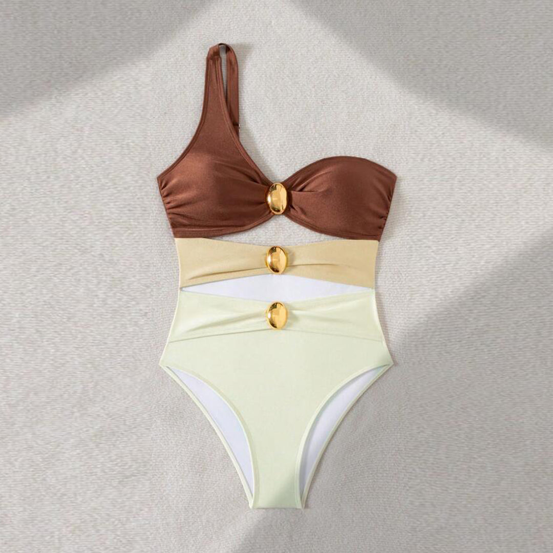 Damer Høj talje Bikini med asymmetrisk design og dekorative knapdetaljer Stilla