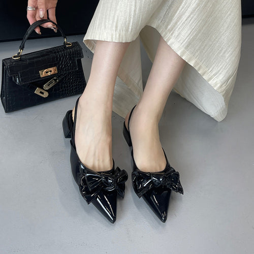 Dame Slingback-pumper med elegant bueudsmykning og spids tå Stilla