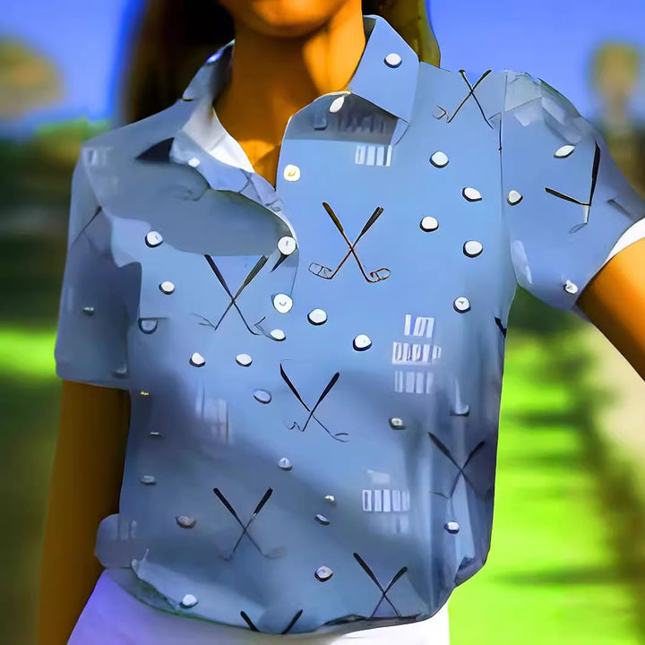 Dame golfshirts med unikt mønster Stilla