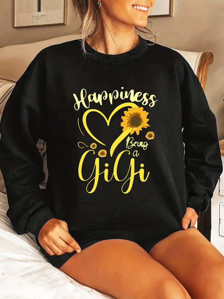 Kvinders sweatshirt med voluminøse ærmer og muntert motiv Stilla