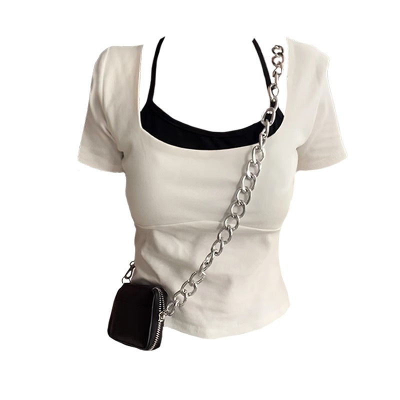 Femme Chic Laget Crop Top med unikt Uddybning Detail Stilla