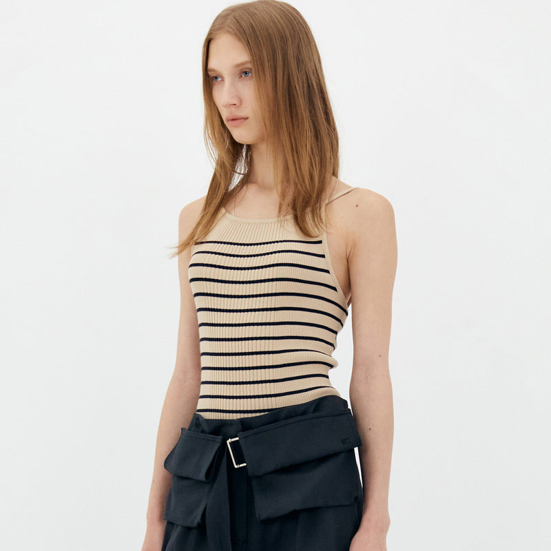 Dame Ribbstrik Bluse med smalle striber Stilla