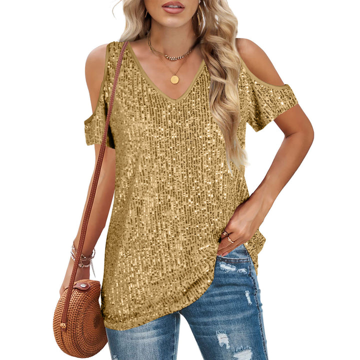 Dame Cold-Shoulder Pailletter Top Stilla