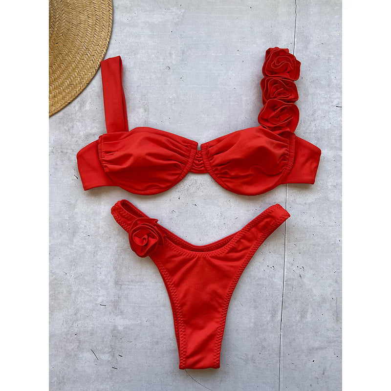 Dame bikini med blomsterapplikationer Skovae