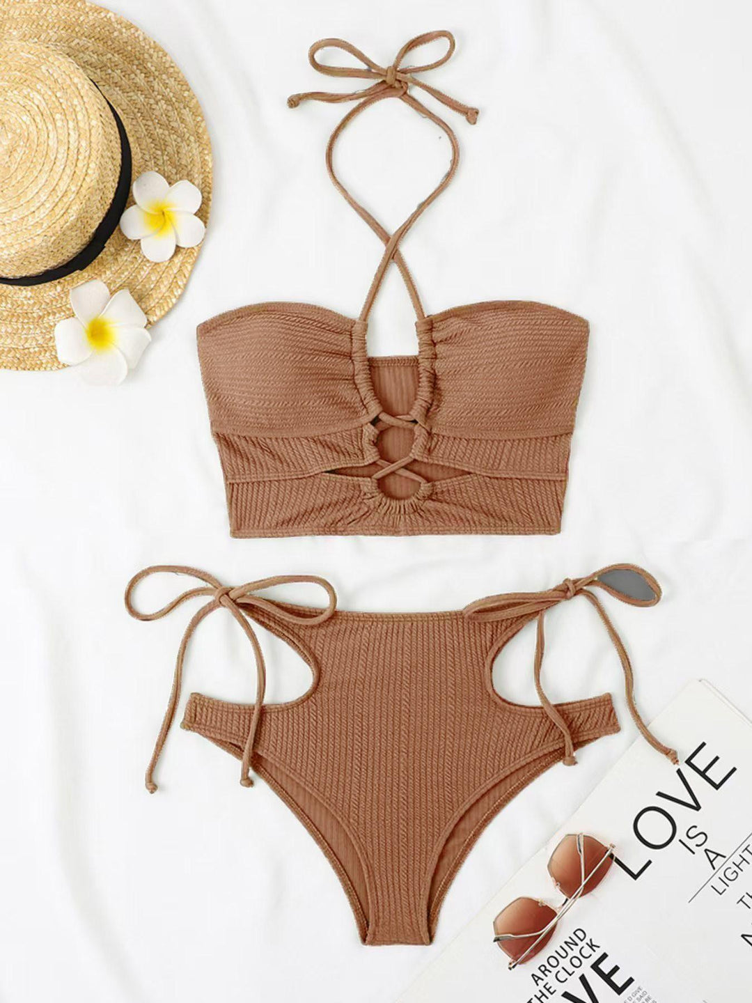 Dame Bikini-Sæt med raffineret Cut-Out og høj taljeskæring Skovae