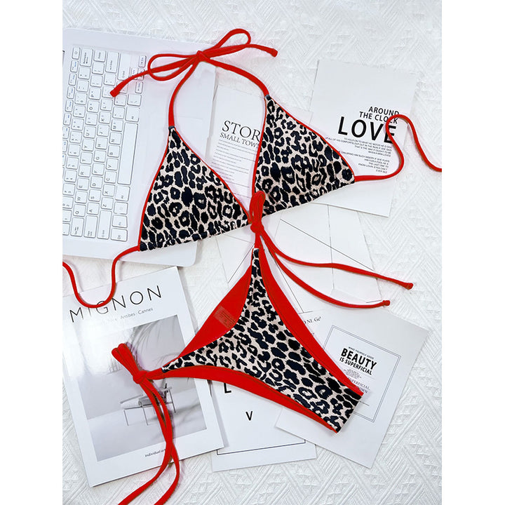 Dame Triangle-Bikini-Sæt med iøjnefaldende Leopardmønster og justerbare stropper Stilla