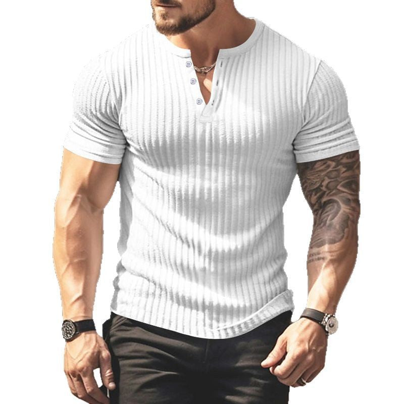 Herrer kortærmet Henley T-shirt med struktureret overflade Stilla