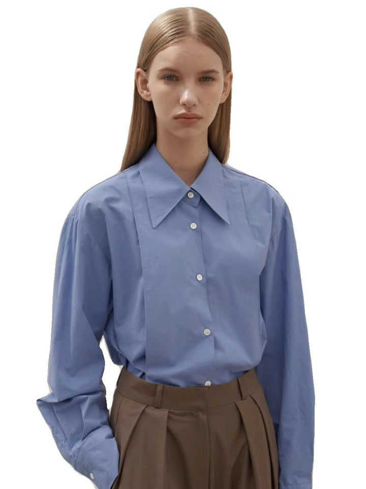 Dame elegant skjorte bluse i højkvalitets bomulds materiale med moderne snit og klassisk krave Stilla