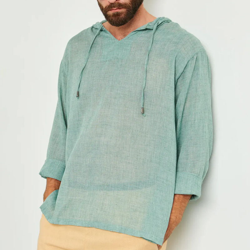 Mand casual linned Hoodie med V-udskæring og kængurulomme Stilla