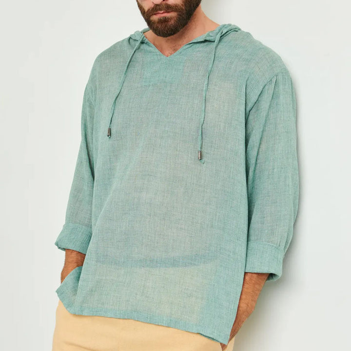 Mand casual linned Hoodie med V-udskæring og kængurulomme Stilla