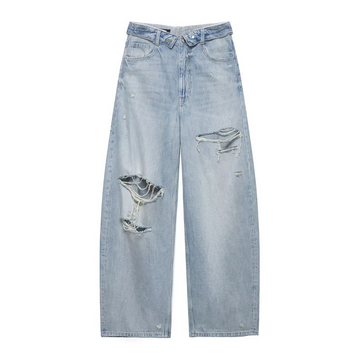 Dame Destroyed Jeans i afslappet Baggy-stil Skovae