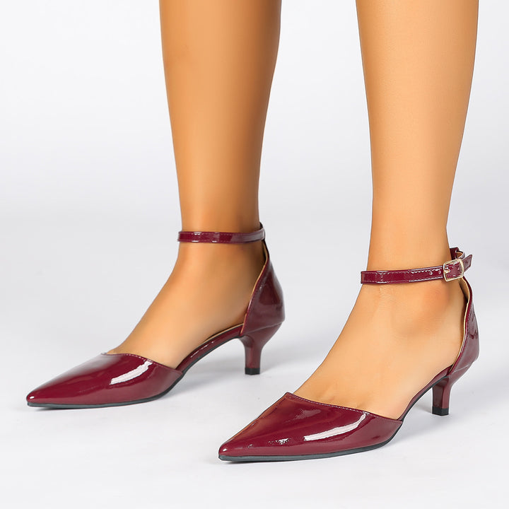 Dame elegante Slingback-pumps med spids tåområde og blank overflade Stilla