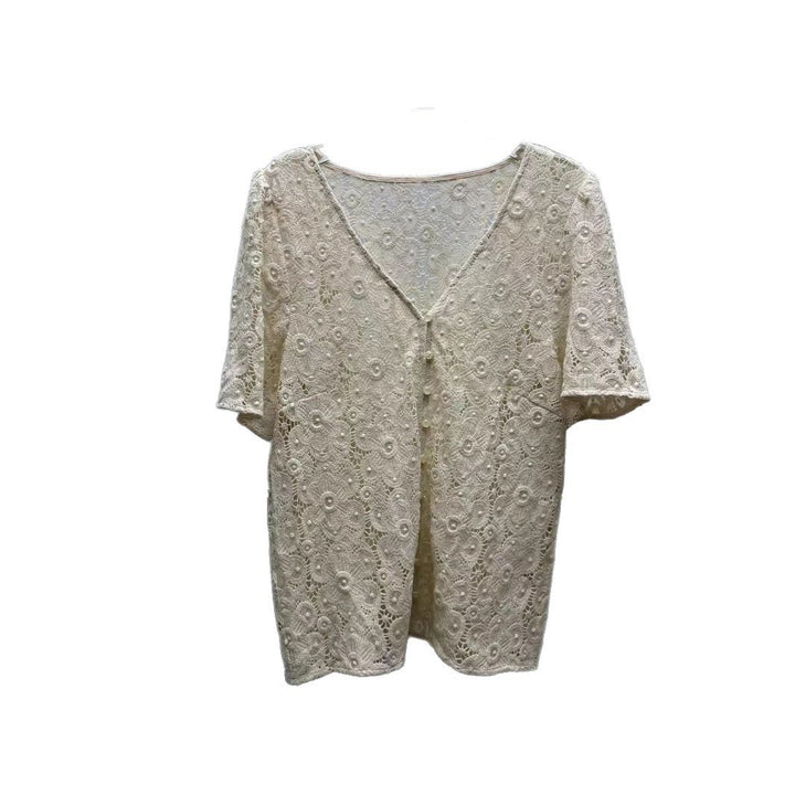 Damebluse med fint spids og elegant V-udskæring Stilla