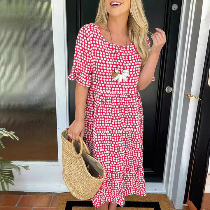 Dame Bohemian Polka Dot Midi Kjole Stilla