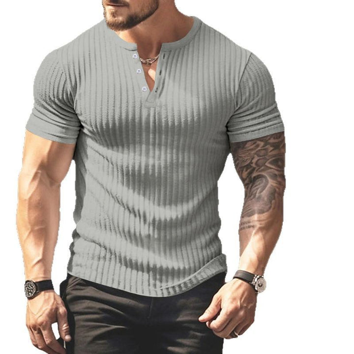 Herrer kortærmet Henley T-shirt med struktureret overflade Stilla