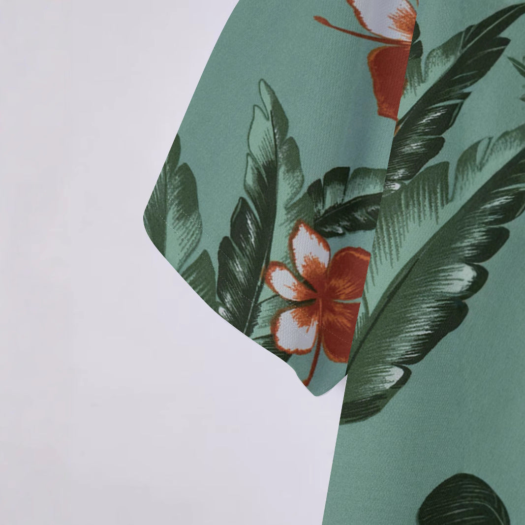Herren Kortærmet Poloshirt med eksotisk blomsterdesign og åndbare egenskaber Stilla