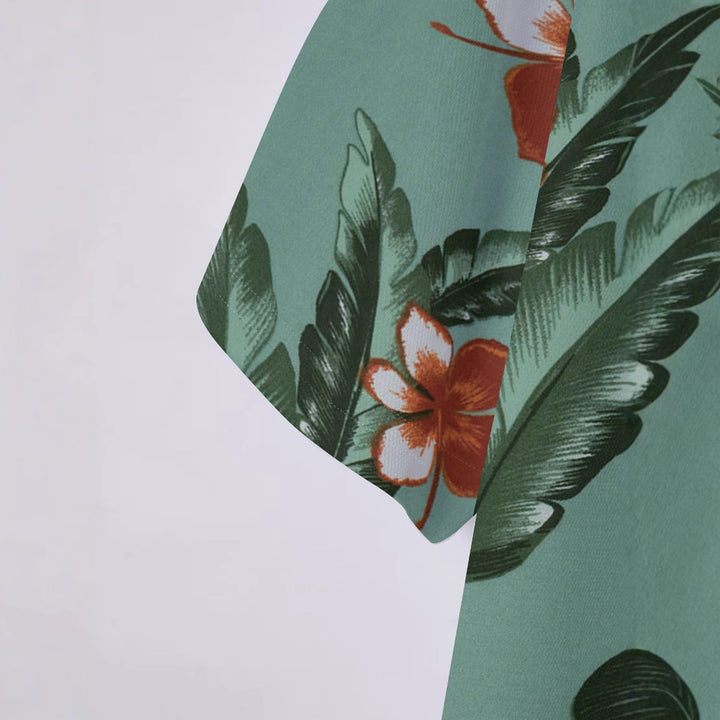 Herren Kortærmet Poloshirt med eksotisk blomsterdesign og åndbare egenskaber Stilla