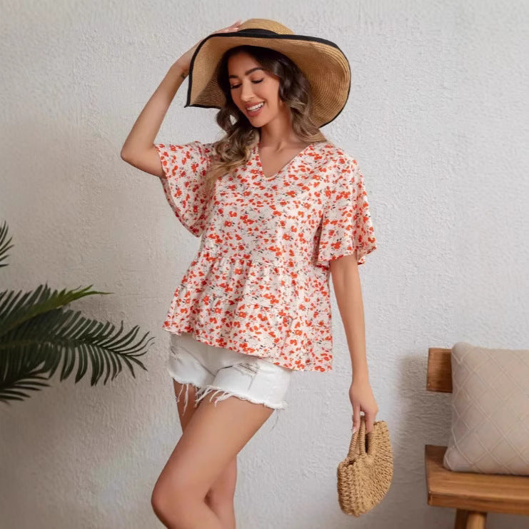 Dame Floral Peplum Bluse Stilla