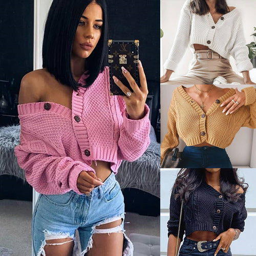 Kvinders cropped cardigan med knapdetaljer Stilla